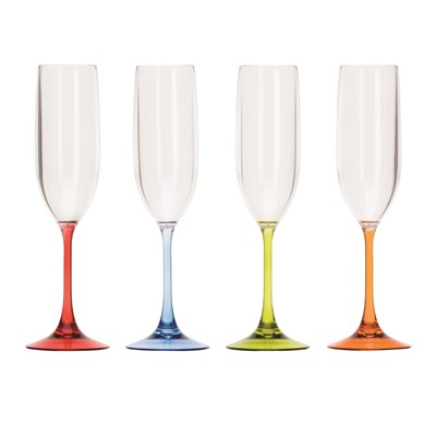 PACK DE 4 COPAS DE CAVA CON PIE DE COLOR